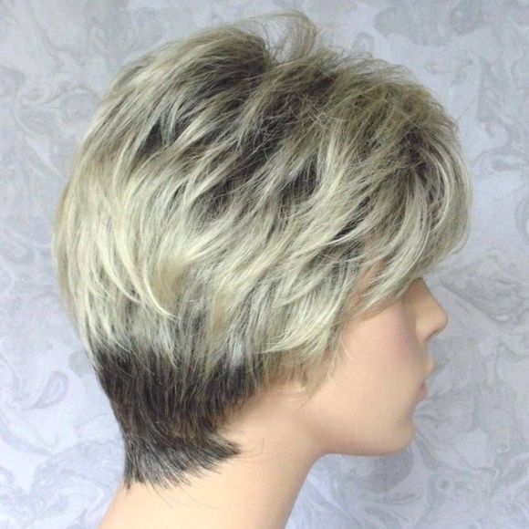 Short Dark Brown Blonde High Heat Resistant Wig main image 8